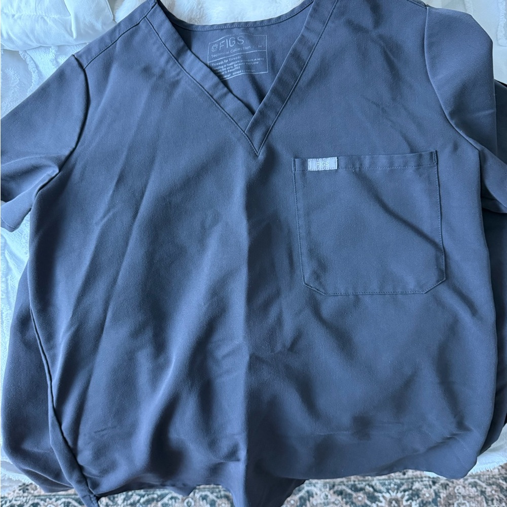 Figs V-Neck Scrub Top in Slate Blue